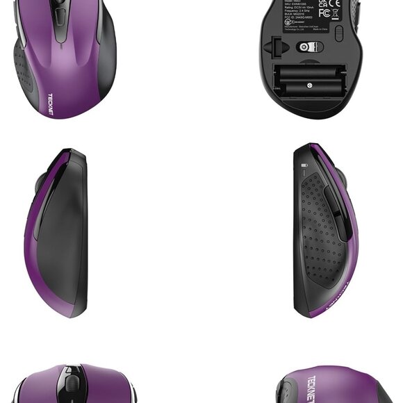 TECKNET Wireless Computer Mouse 2.4G Ergonomic Optical Purple 2600 DPI NIB - Picture 5 of 8